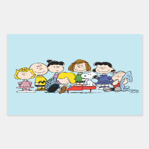 Pegatina Rectangular Maní   Charlie Brown y Gang