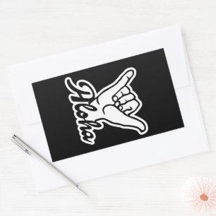 Pegatina Rectangular Mano de Aloha Shaka, cartel de Hang Loose