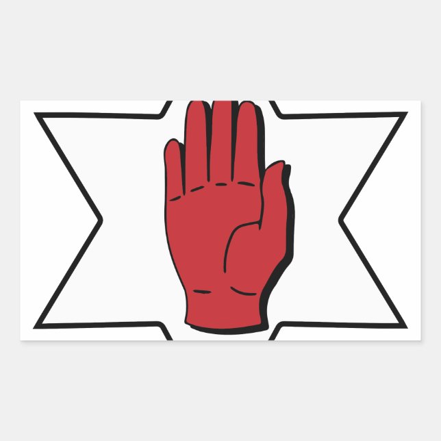 Pegatina Rectangular Mano Roja de Ulster (Anverso)