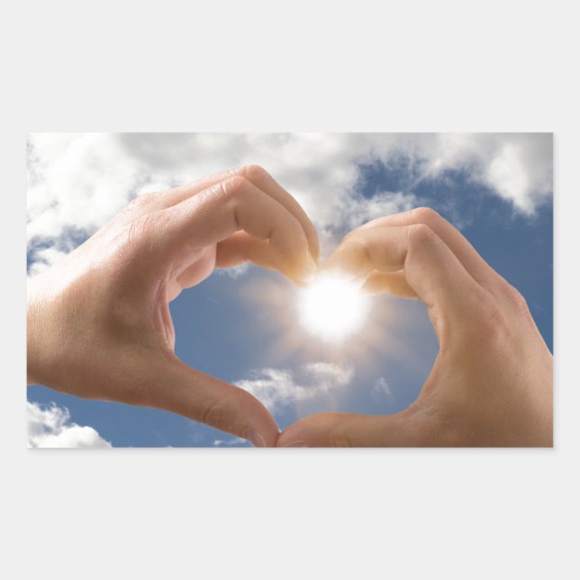 Pegatina Rectangular Manos de amor (Anverso)