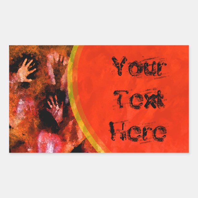 Pegatina Rectangular Manos de fuego (Anverso)