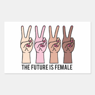 Pegatina Rectangular Manos femeninas con signo de paz