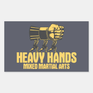 Pegatina Rectangular Manos pesadas MMA