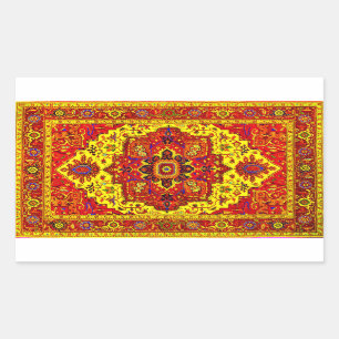 Pegatina Rectangular MANTA PERSA - rojo y amarillo