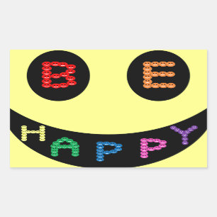 Pegatina Rectangular Mantén la Calma Sé Feliz Destino