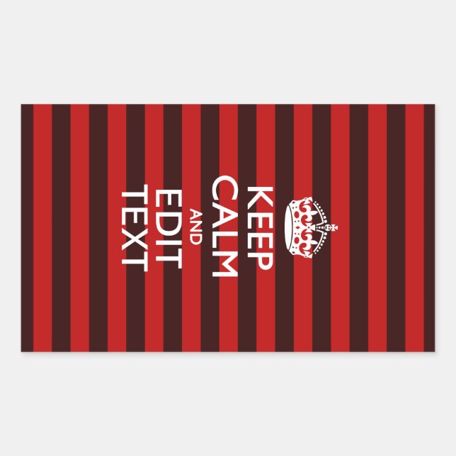 Pegatina Rectangular Mantén tranquilo tu texto en franjas rojas (Anverso)
