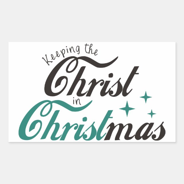 Pegatina Rectangular Mantener al Cristo en los Navidades (Anverso)