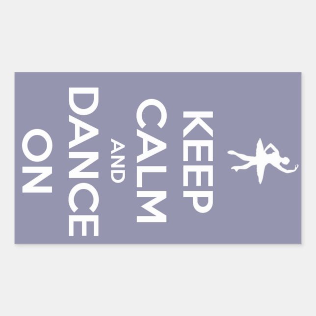 Pegatina Rectangular Mantener la calma y bailar en Lavanda (Anverso)
