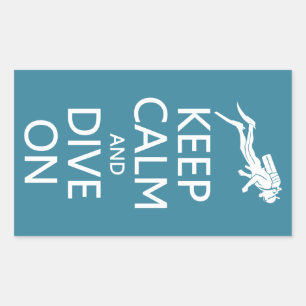 Pegatina Rectangular Mantener la calma y bucear en pegatinas de color p