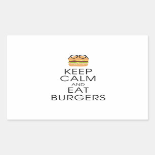 Pegatina Rectangular Mantener La Calma Y Comer Hamburguesas
