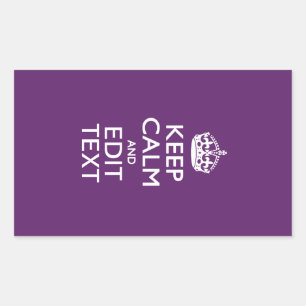 Pegatina Rectangular Mantener la CALMA y editar texto en morado