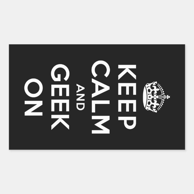 Pegatina Rectangular Mantener la calma y el geek activado (Anverso)