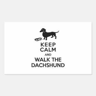 Pegatina Rectangular Mantenga la calma y camine por el Dachshund - Doxi