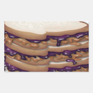 Pegatina Rectangular Mantequilla de cacahuete y sándwiches de gelatina