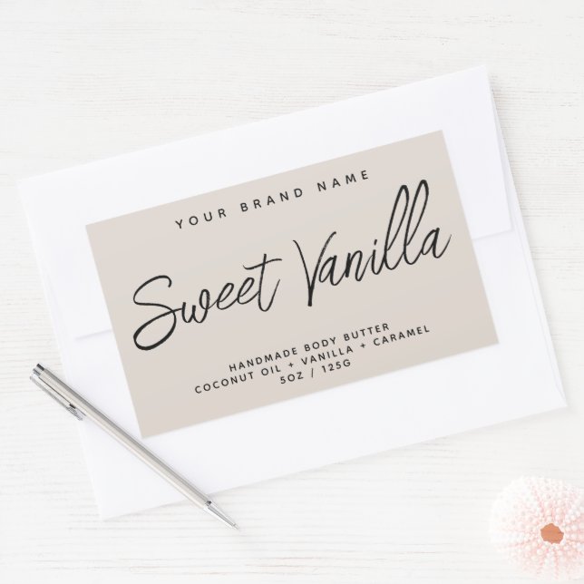 Pegatina Rectangular Mantequilla de cuerpo moderna cosmética simple y e (Sobre)