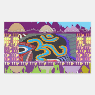 Pegatina Rectangular Mantra de OM - 108 veces que cantan la meditación