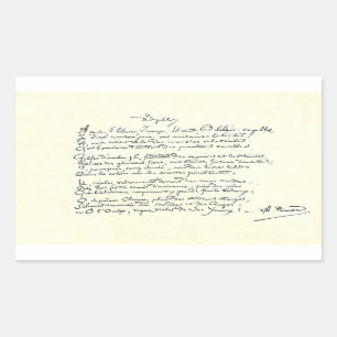 Pegatina Rectangular manuscrito autógrafo de Voyelles (Rimbaud)