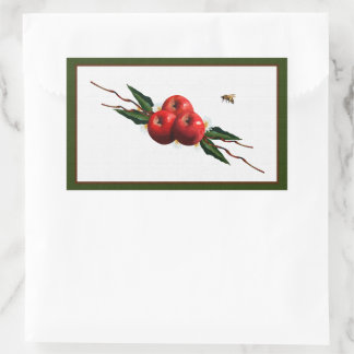 Pegatina Rectangular Manzanas rojas acuarelas