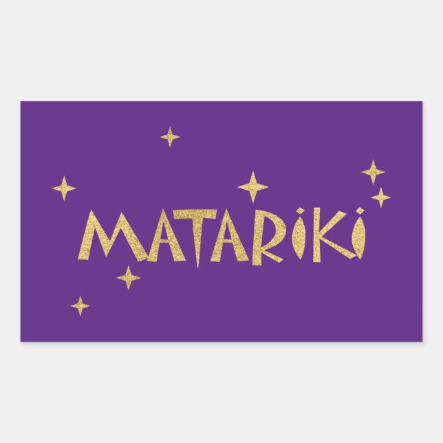 Pegatina Rectangular Maoríes neozelandeses - Estrellas Matariki 2 (Anverso)
