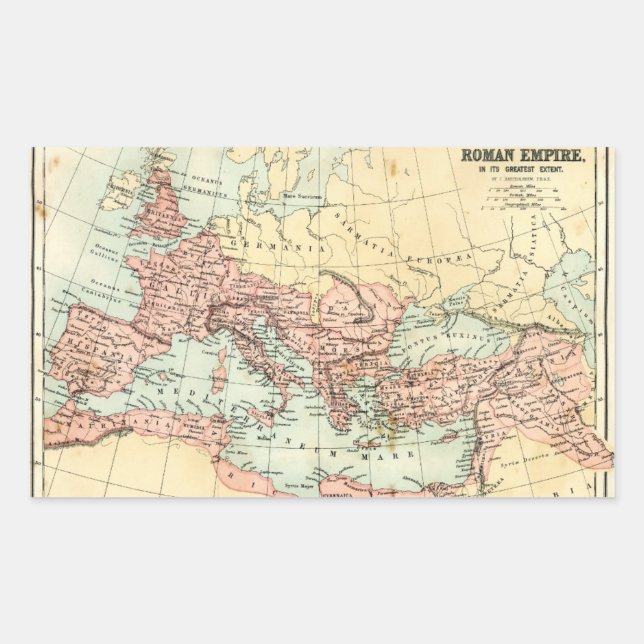 Pegatina Rectangular Mapa antiguo del Imperio Romano (Anverso)
