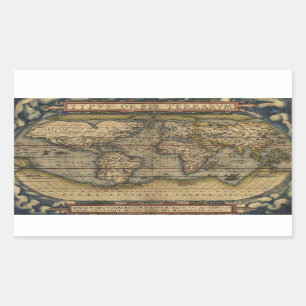 Pegatina Rectangular Mapa antiguo del mundo