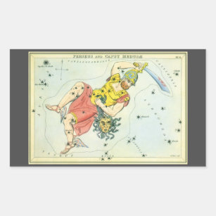 Pegatina Rectangular Mapa celestial de la astronomía vintage del espejo