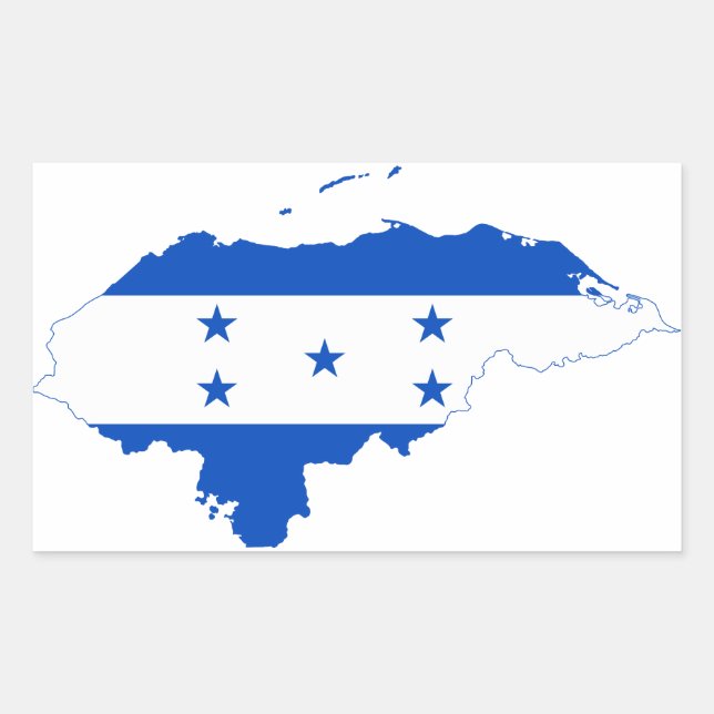 Pegatina Rectangular Mapa de bandera de Honduras HN (Anverso)