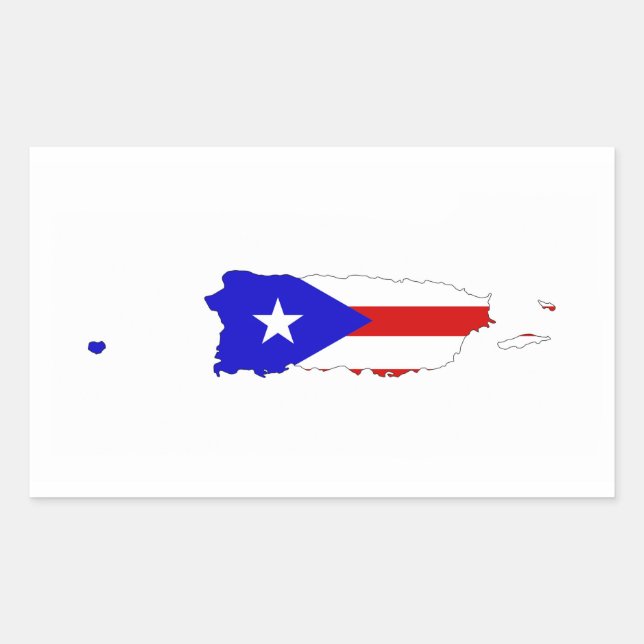 Pegatina Rectangular mapa de bandera de puerto rico (Anverso)