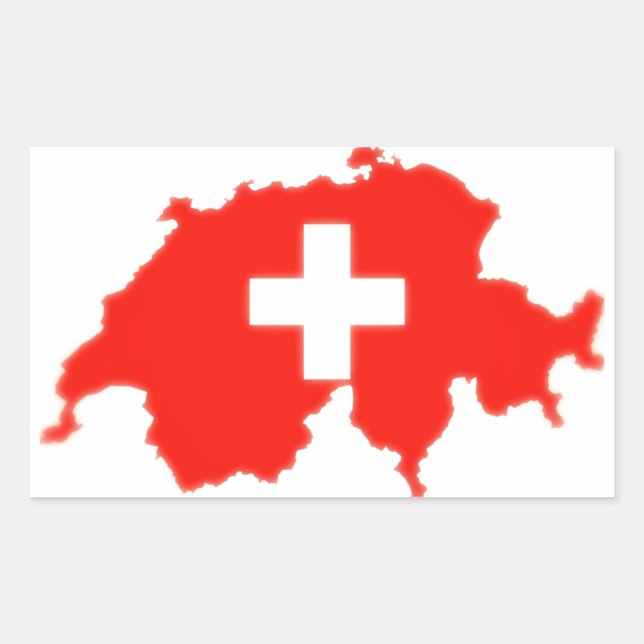 Pegatina Rectangular Mapa de bandera de Suiza (Anverso)