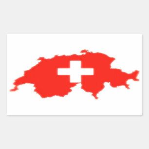 Pegatina Rectangular Mapa de bandera de Suiza