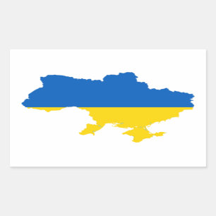Pegatina Rectangular Mapa de bandera de Ucrania