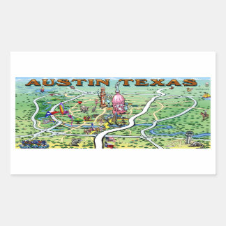Pegatina Rectangular Mapa de diversiones de Austin