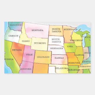 Pegatina Rectangular Mapa de estados de EE. UU.