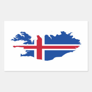 Pegatina Rectangular Mapa de la bandera islandesa IS Ísland