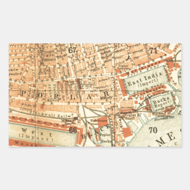 Pegatina Rectangular Mapa de la calle de Londres (Anverso)