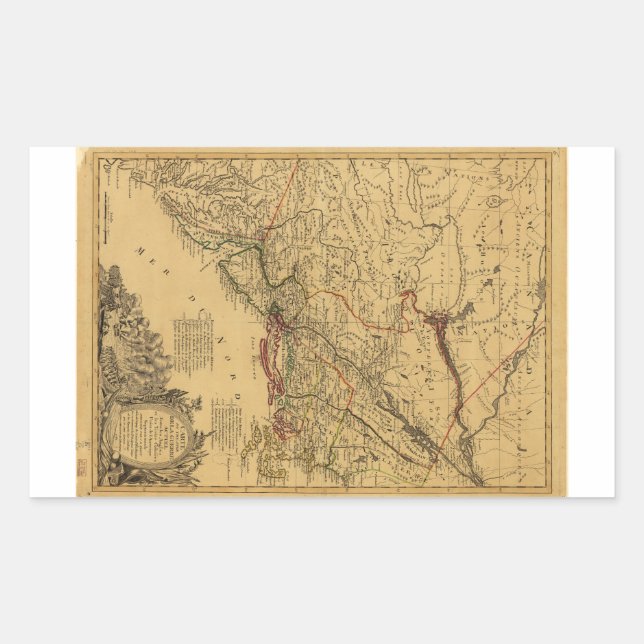 Pegatina Rectangular Mapa de la guerra revolucionaria estadounidense de (Anverso)