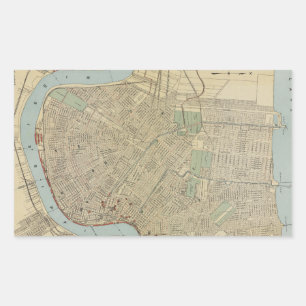 Pegatina Rectangular Mapa de Nueva Orleans (1919)
