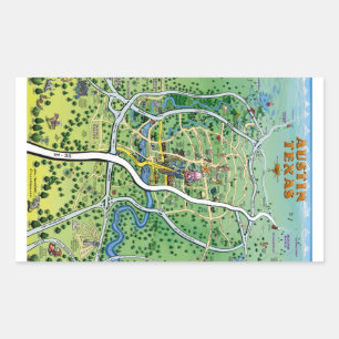 Pegatina Rectangular Mapa de Personalizados de Austin Texas