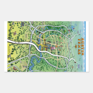 Pegatina Rectangular Mapa de Personalizados de Austin Texas