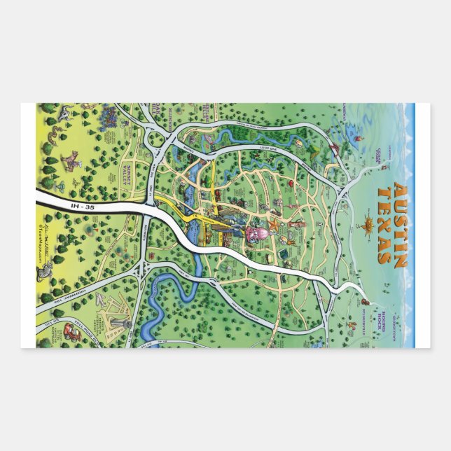 Pegatina Rectangular Mapa de Personalizados de Austin Texas (Anverso)