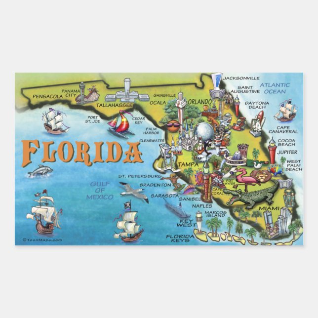 Pegatina Rectangular Mapa de Personalizados de Florida (Anverso)