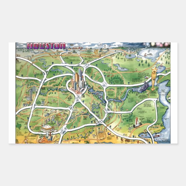 Pegatina Rectangular Mapa de Personalizados de Houston Texas (Anverso)