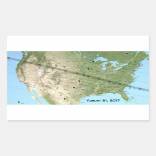 Pegatina Rectangular Mapa de rutas de eclipse solar total 2017