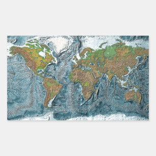 Pegatina Rectangular Mapa de socorro de la Tierra