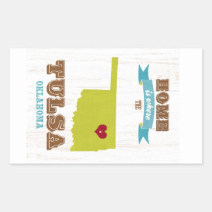 Pegatina Rectangular Mapa de Tulsa, Oklahoma - casero es donde está el