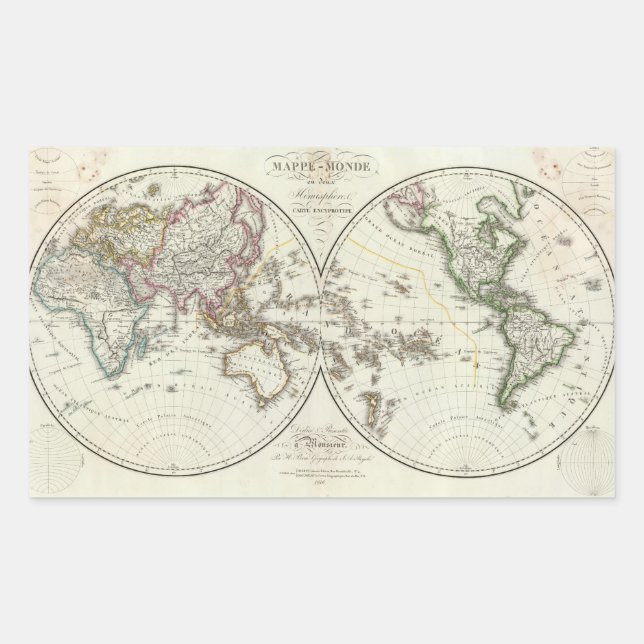 Pegatina Rectangular Mapa del Atlas de París (Anverso)