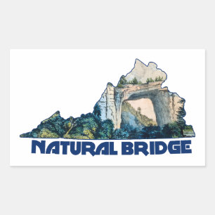 Pegatina Rectangular Mapa del estado de Virginia de Natural Bridge