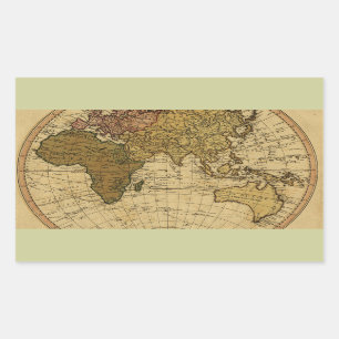 Pegatina Rectangular Mapa del hemisferio oriental del Antique William F