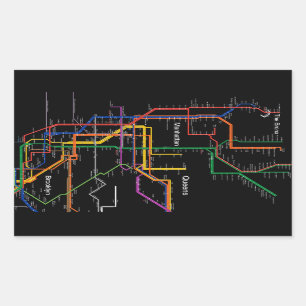 Pegatina Rectangular Mapa del metro de NY-City