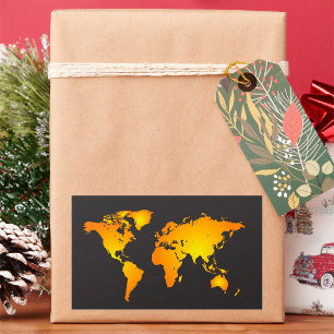 Pegatina Rectangular Mapa Del Mundo